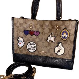 Coach x Disney Signature Canvas and Black Leather Tote - Bad Girls Club Patch